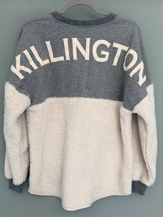 SPIRIT JERSEY Tops - Spirit Jersey Killington Vermont Cozy Sherpa Gray White Sweatshirt Apres Ski
